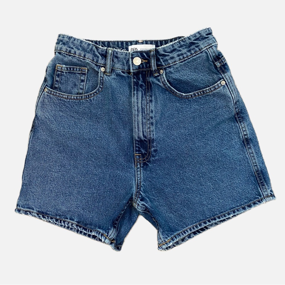 Zara Boyfriend High Waisted Denim Jean Shorts Size 4